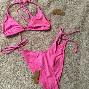 NWT hot pink SKIMS bikini, size Medium top and bottom